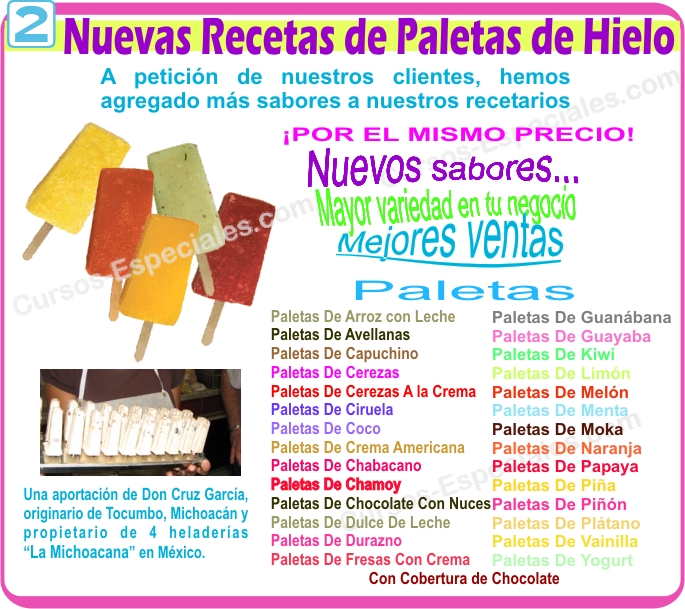 Video Curso de Helados, Paletas y Aguas La Michoacana - RECETARIOS Y